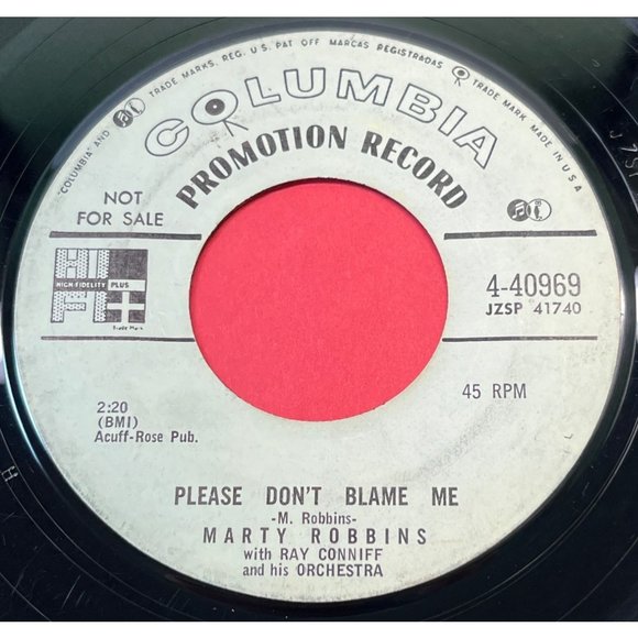 Marty Robbins Please Don't Blame Me / Teen-Age Dream 45 Country Promo Columbia - Picture 1 of 4